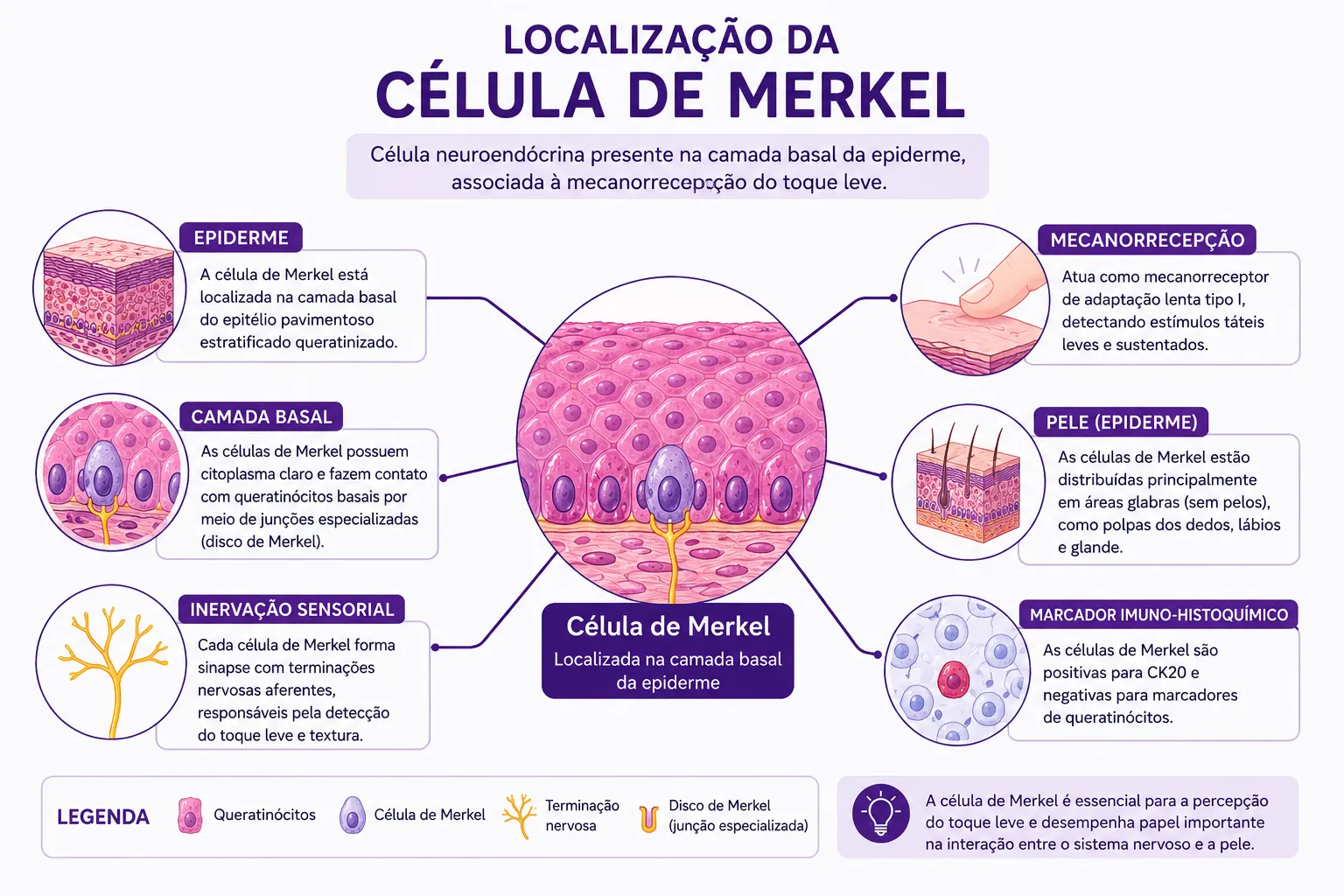 Localizações das Células de Merkel