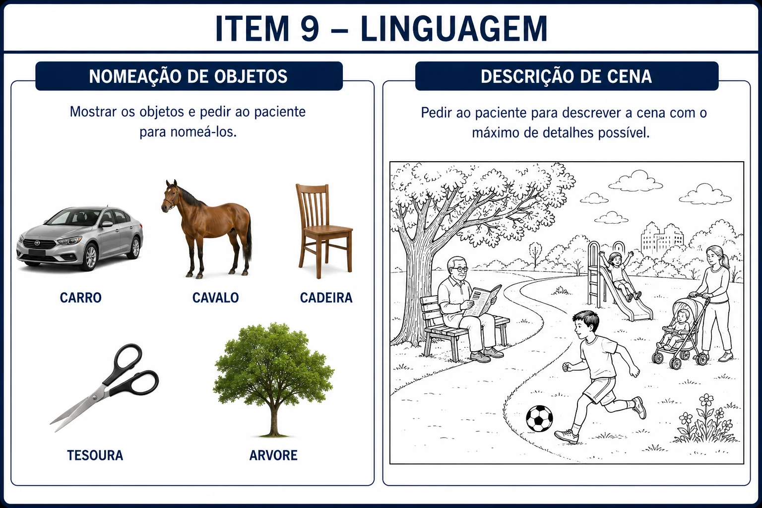 Imagem de apoio para avaliação da linguagem na NIHSS