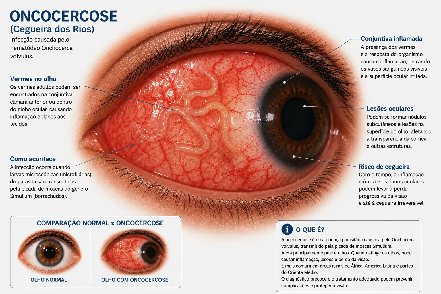 Estruturas em destaque da oncocercose ocular