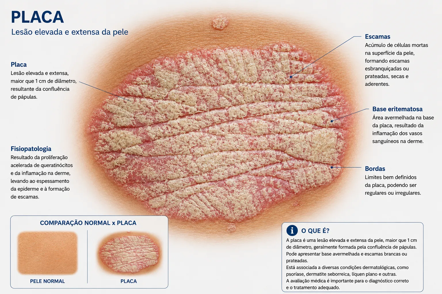 Estrutura em destaque da placa dermatológica