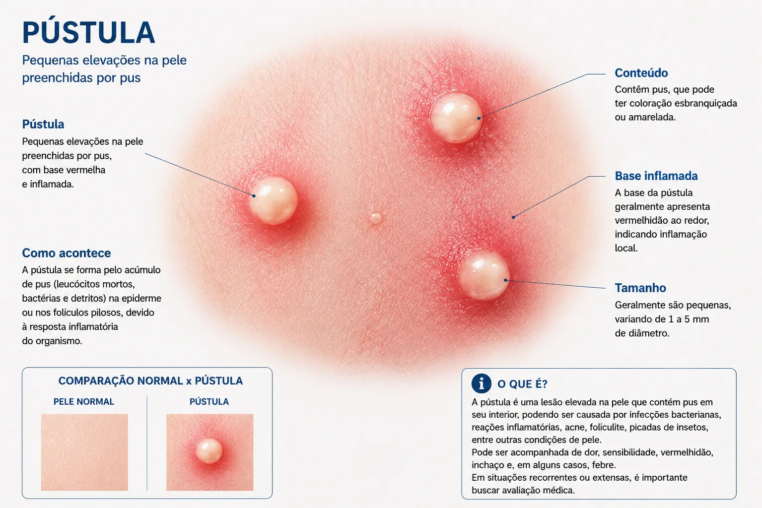 Estruturas em destaque da pústula