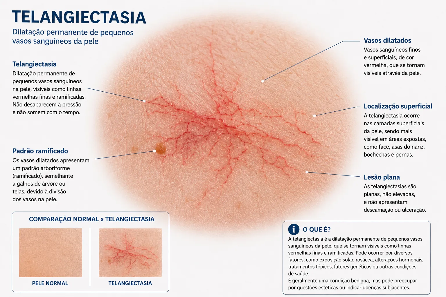 Estrutura em destaque da telangiectasia