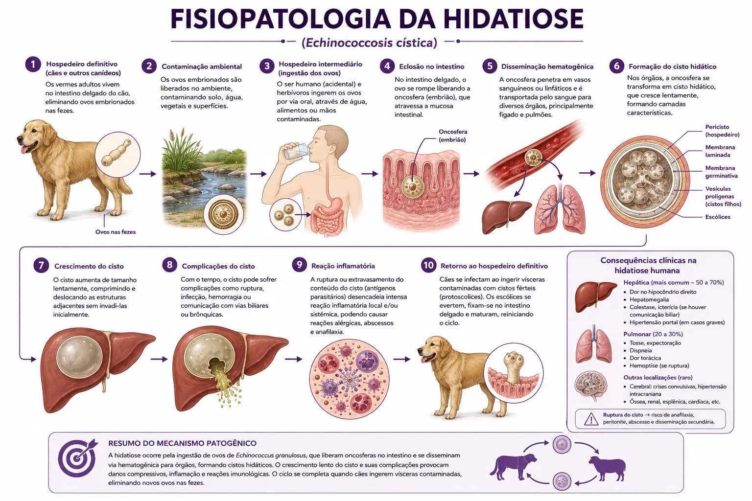 Ciclo de vida e fisiopatologia da hidatidose