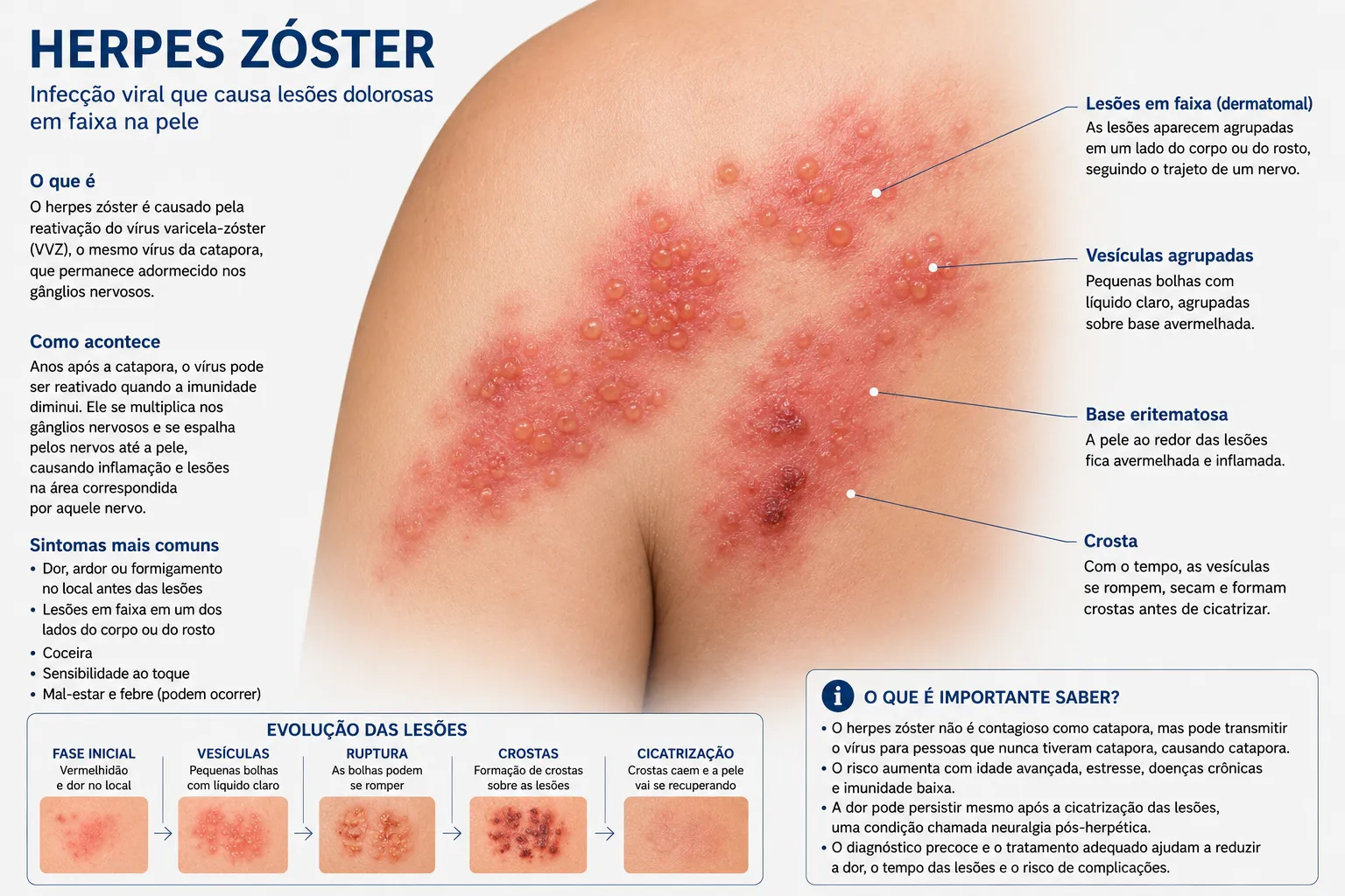 Estruturas em destaque do herpes zoster
