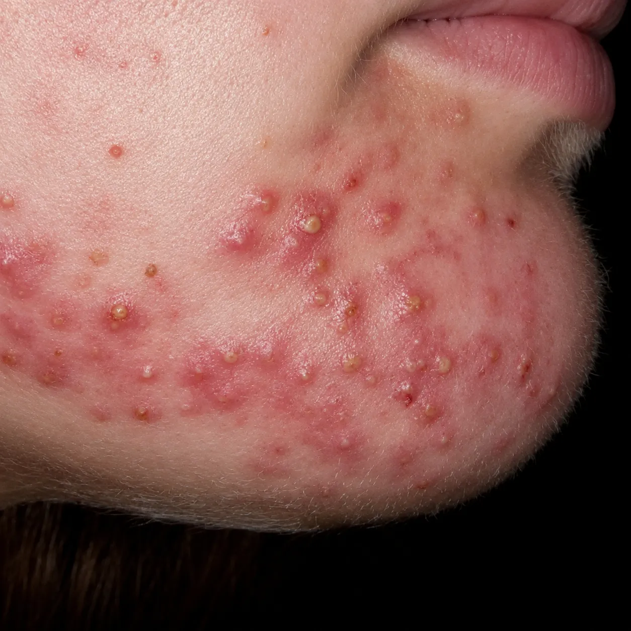 Pústulas em região facial