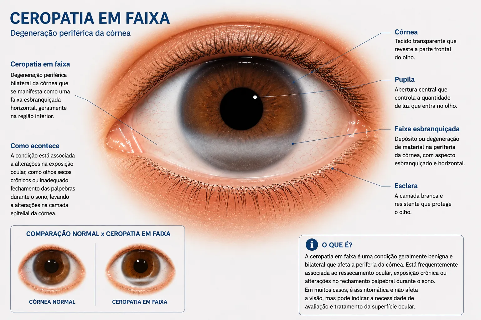 Camadas superficiais da córnea acometidas na ceratopatia em faixa